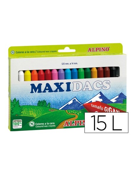 LAPICES DE CERA ALPINO MAXIDACS CAJA DE 15 COLORES SURTIDOS DX050216