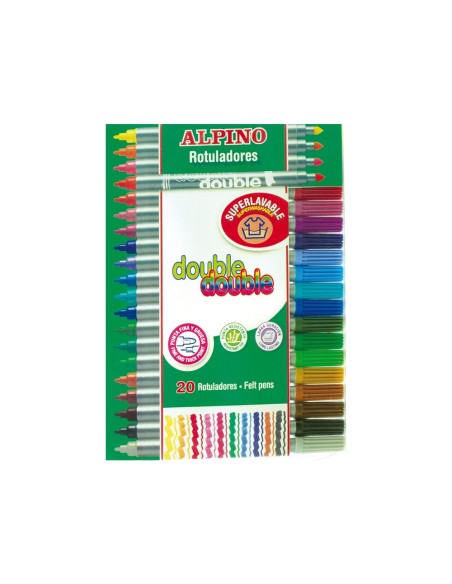 ROTULADOR ALPINO DOUBLE DOUBLEPUNTA GRUESA Y PUNTA FINA CAJA 20 COL.