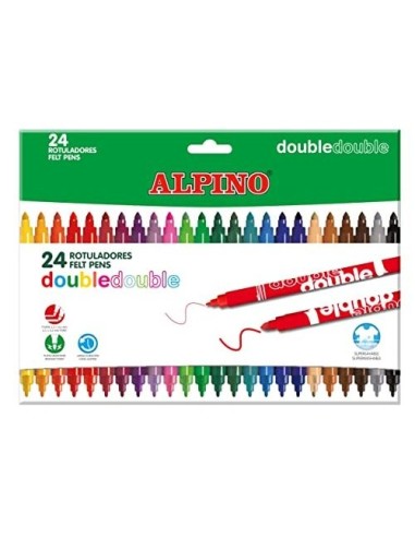ROTULADOR ALPINO DOUBLE DOUBLEPUNTA GRUESA Y PUNTA FINA CAJA 20 COL.