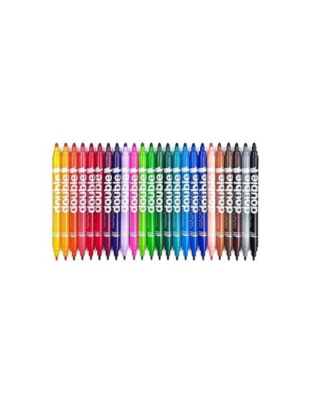 ROTULADOR ALPINO DOUBLE DOUBLEPUNTA GRUESA Y PUNTA FINA CAJA 20 COL.