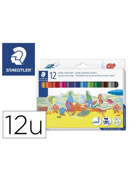 ROTULADOR STAEDTLER COLOR JUMBO TRAZO 3 MM ESTUCHE 12 COL.SURT.