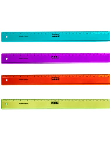 REGLA MOR 30 CM PLASTICO COLORES SURTIDOS GRADUADA Y BISELADA