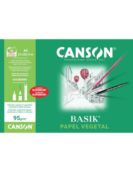 PAPEL VEGETAL GUARRO DIN A4 90-95 GR MINIPACK 12 H.
