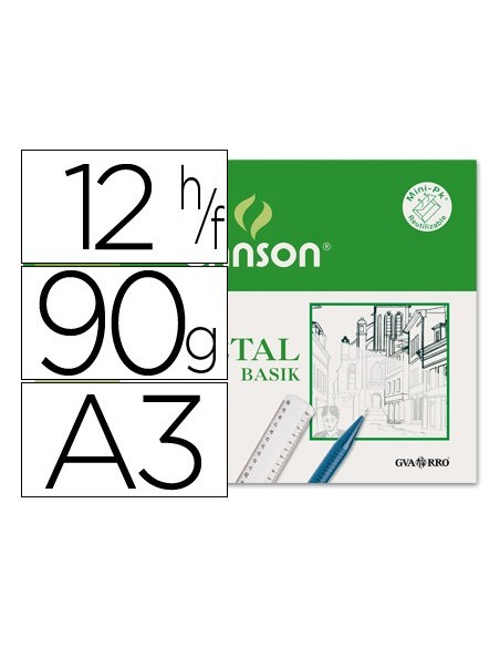PAPEL VEGETAL GUARRO DIN A3 90 GR MINIPACK 12 H.