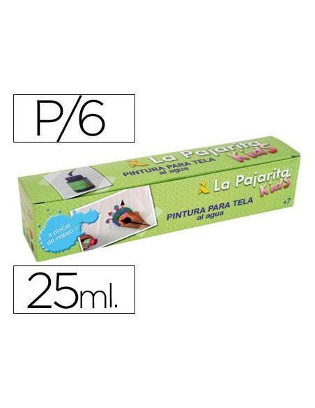PINTURA TELA LA PAJARITA SET 6 COL.SURT.+ PINCEL