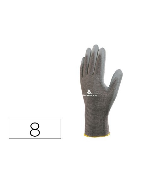 GUANTE POLIESTER ANTIDESLIZANTE LAVABLE ESP. MANUTENCION GRIS T. 8