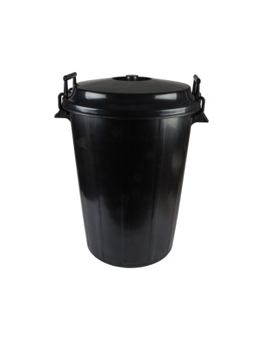 CUBO DE BASURA NEGRO CON TAPA PARA BOLSAS 85X105CM 100 LITROS