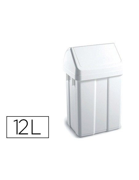 PAPELERA CONTENEDOR TTS PLASTICO TAPADERA MAX 12L.BL 400X230X200 MM
