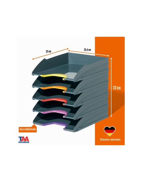 BANDEJA DURABLE PLASTICO GRIS 255X55X330 MM PACK 5 UDS.7705-57
