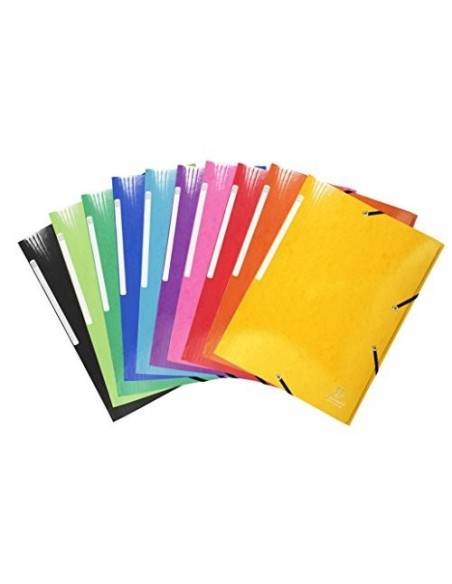 CARPETA GOMAS EXACOMPTA A4+ SIMIL-PRESPAN 3 SOLAPAS COL.SURT.