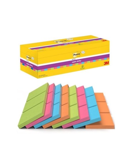 BLOC NOTAS ADH.POST-IT SUPER STICKY 76X76MM 24UD 90H. COL.SURT.