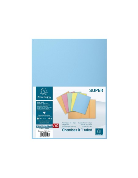 SUBCARPETA A4 160 GR. EXACOMPTA 1 SOLAPA AZUL CLARO C/100