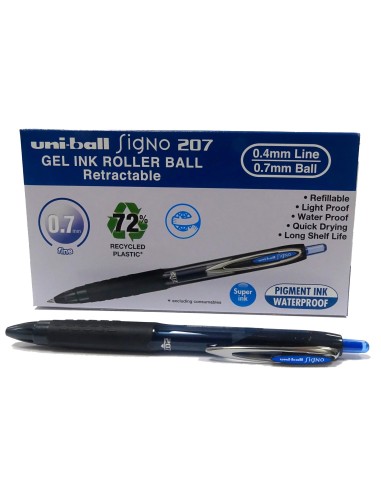 BOLIGRAFO UNI-BALL ROLLER UMN-207 RETRACTIL 0,7 MM COLOR AZUL