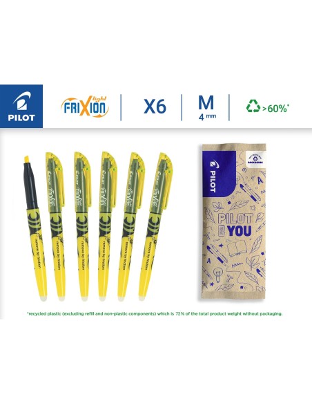 ROTULADOR PILOT FRIXION LIGHT BORRABLE PUNTA DE FIBRA COLOR AMARILLO