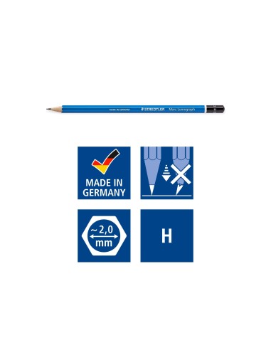 LAPICES DE GRAFITO STAEDTLER MARS LUMOGRAPH 100 H UNIDAD 100-H