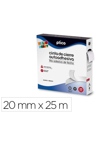 CINTA DE CIERRE ADHESIVA PLICO VELCRO BLANCO 20MM X 25M 13318