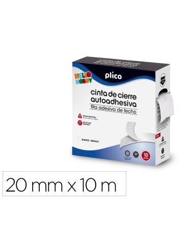 CINTA DE CIERRE ADHESIVA PLICO VELCRO BLANCO 20MM X 10M 13330