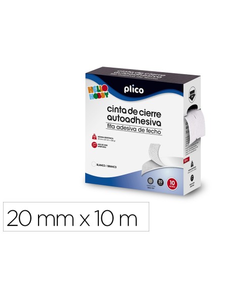 CINTA DE CIERRE ADHESIVA PLICO VELCRO BLANCO 20MM X 10M 13330