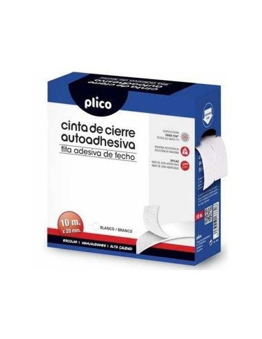 CINTA DE CIERRE ADHESIVA PLICO VELCRO BLANCO 20MM X 10M 13330
