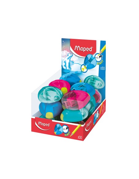 SACAPUNTAS PLASTICO MAPED I-GLOO 1 USO CON DEPOSITO COLORES SURTIDOS