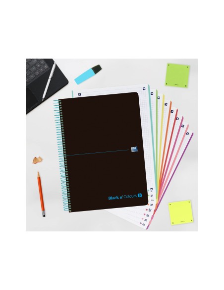 CUADERNO ESP. OXFORD B&C A4+ T.PLASTICO MICRO 5MM 8B 160H  90GR.TURQ.