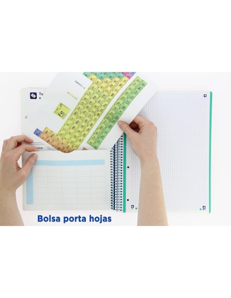 CUADERNO ESP. OXFORD B&C A4+ T.PLASTICO MICRO 5MM 8B 160H  90GR.TURQ.
