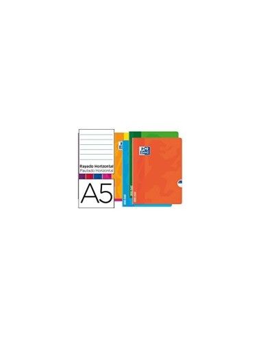 CUADERNO ENCOLADO OXFORD A5 T.FLEXIBLE HOR. 48H. 90GR. SURT.