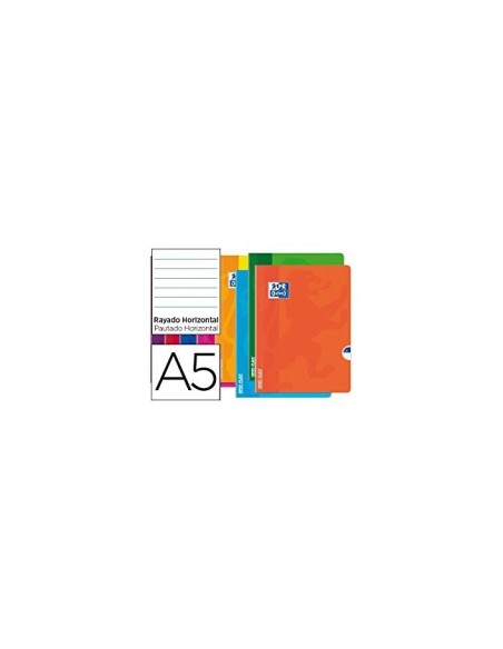 CUADERNO ENCOLADO OXFORD A5 T.FLEXIBLE HOR. 48H. 90GR. SURT.