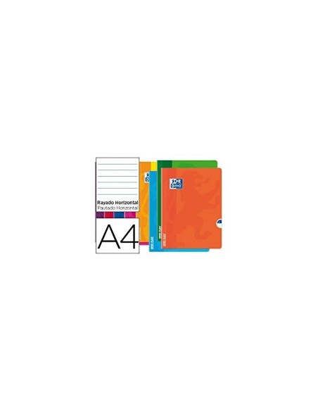 CUADERNO ENCOLADO OXFORD ESCOLAR A4 T.FLEXIBLE HOR. 48H. 90GR.SURT