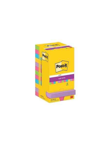 BLOC NOTAS ADH.POST-IT SUPER STICK 76X76MM 12UD 100H. COL. SURT.