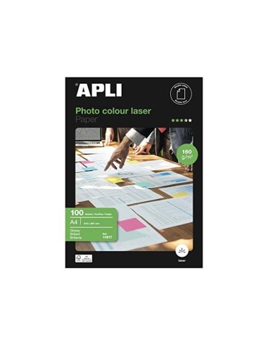 PAPEL FOTOGRAFICO APLI GLOSSY DOBLE CARA DIN A4 PACK 100 HOJAS 160 GR