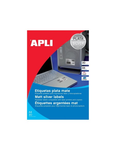 ETIQUETA ADH. APLI 10071 210X297MM METALIZADA 20H.