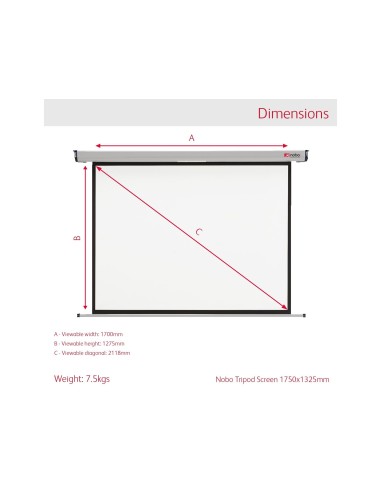 PANTALLA NOBO MURAL PARA PROYECCION BLANCO MATE 1750X1325 MM