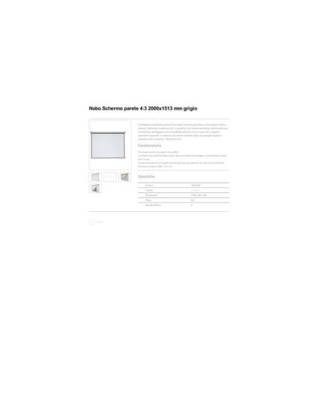 PANTALLA NOBO MURAL PARA PROYECCION BLANCO MATE 2000X1513 MM