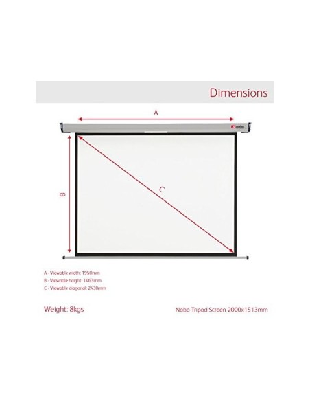 PANTALLA NOBO MURAL PARA PROYECCION BLANCO MATE 2000X1513 MM