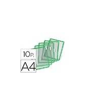 FUNDA TARIFOLD PVC PIVOTES A4 VERDE PACK DE 10 UNIDADES 2