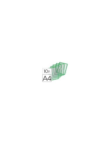 FUNDA TARIFOLD PVC PIVOTES A4 VERDE PACK DE 10 UNIDADES