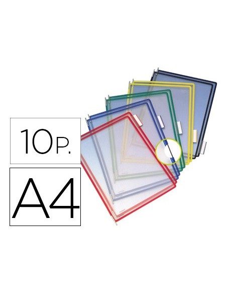 FUNDA TARIFOLD PVC PIVOTES A4 SURTIDOS PACK 10 UNIDADES