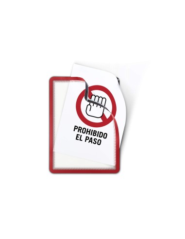 MARCO PORTA ANUNCIOS  MAGNETO A4 ADHESIVO REMOV.COL.ROJO PACK 2 U.