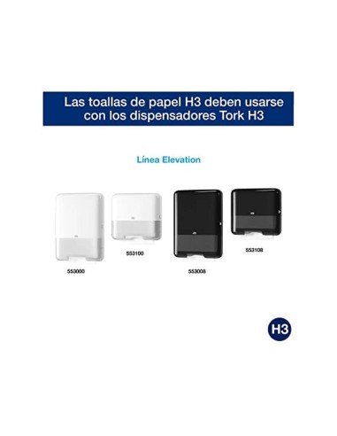 TOALLA PAPEL ENGARZADA 2 CAPAS 13X11,5 CM 250UD.PARA DISPENSADOR H3
