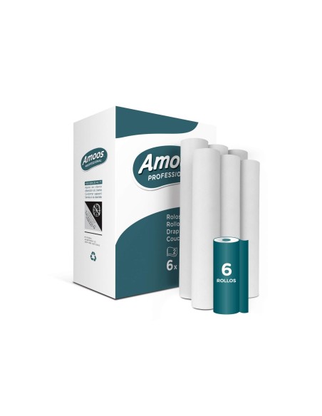 ROLLO PAPEL PARA CAMILLAS AMOOS 2 CAPAS 81 SERVICIOS 590 MM X 60 M