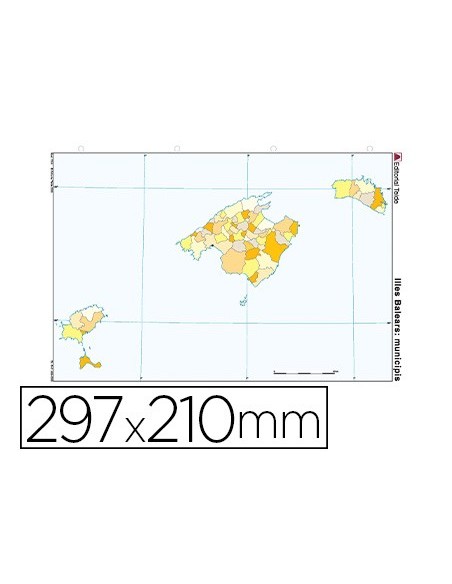 MAPA MUDO COLOR DIN A4 ISLAS BALEARES POLITICO