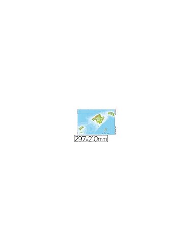 MAPA MUDO COLOR DIN A4 ISLAS BALEARES FISICO