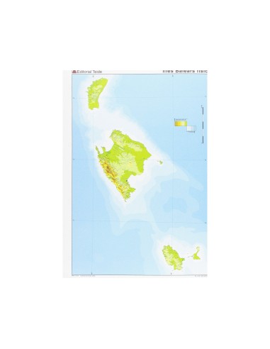 MAPA MUDO COLOR DIN A4 ISLAS BALEARES FISICO