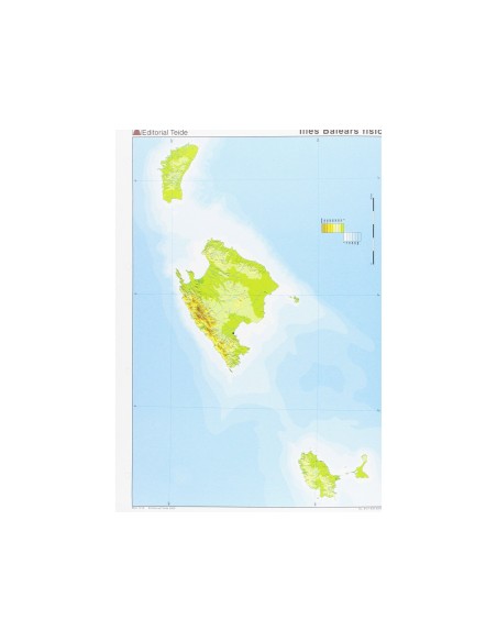 MAPA MUDO COLOR DIN A4 ISLAS BALEARES FISICO