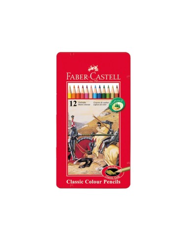 LAPICES DE COLORES FABER CASTELL CAJA METALICA DE 12 COLORES SURTIDOS