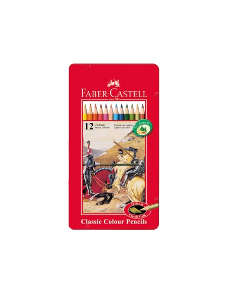 LAPICES DE COLORES FABER CASTELL CAJA METALICA DE 12 COLORES SURTIDOS