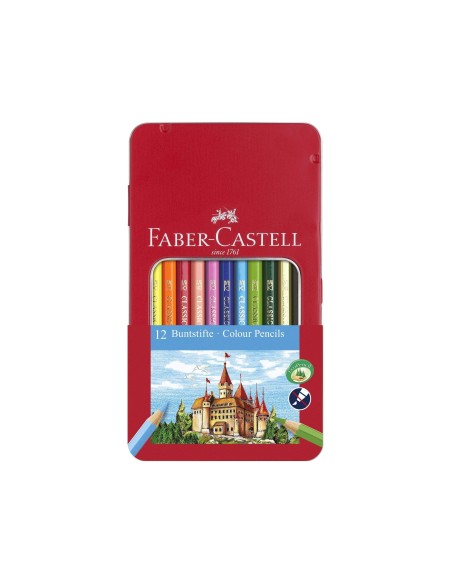 LAPICES DE COLORES FABER CASTELL CAJA METALICA DE 12 COLORES SURTIDOS