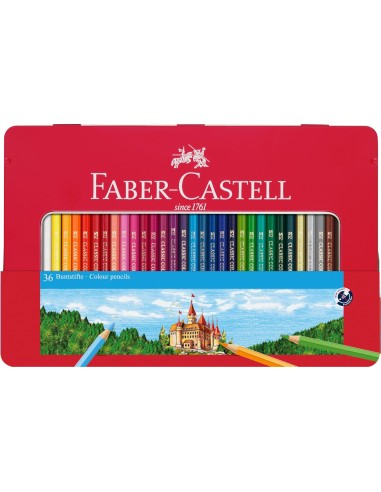 LAPICES DE COLORES FABER CASTELL CAJA METALICA DE 36 COLORES SURTIDOS