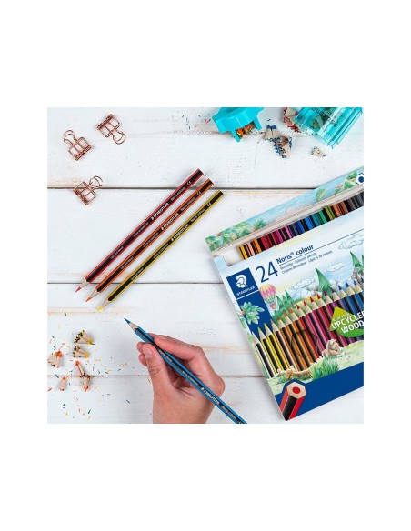 LAPICES COLORES STAEDTLER WOPEX ECO 24 COLORES EN CAJA CARTON 185 C24